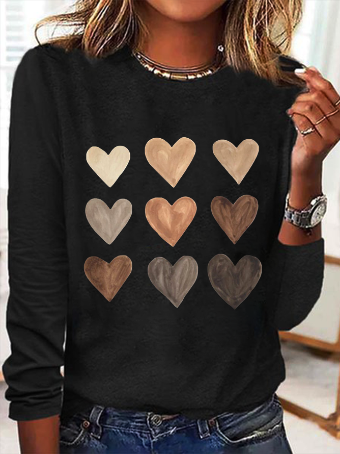 Women's Love Valentine's Day Round Neck Casual Long Sleeve T-Shirt