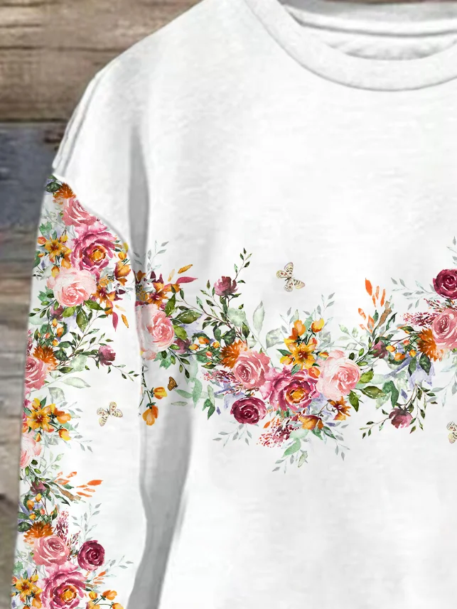 Women's Floral Spring Crew Neck Sweatshirt