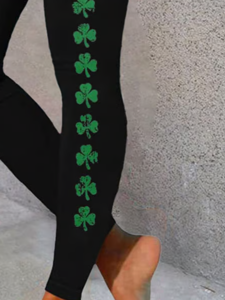 Retro St.Patrick's Day Flag Shamrock Print Leggings