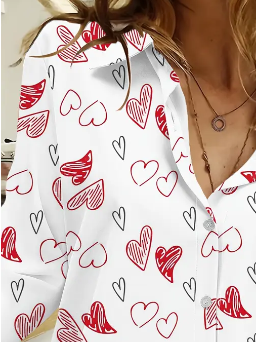 Women's Valentine's Day Love Casual Long Sleeve Shirt