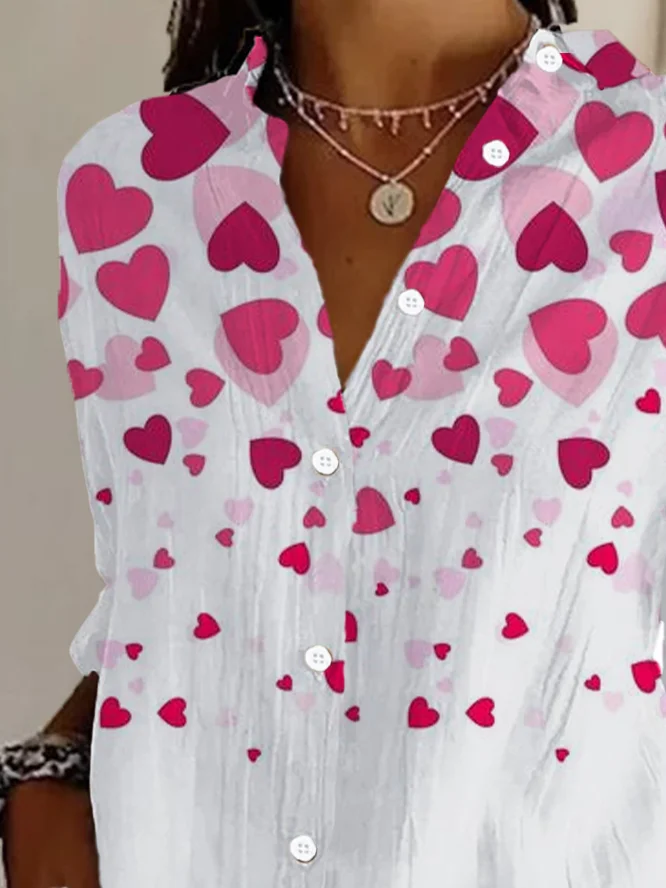 Women's Valentine's Day Love Casual Long Sleeve Shirt