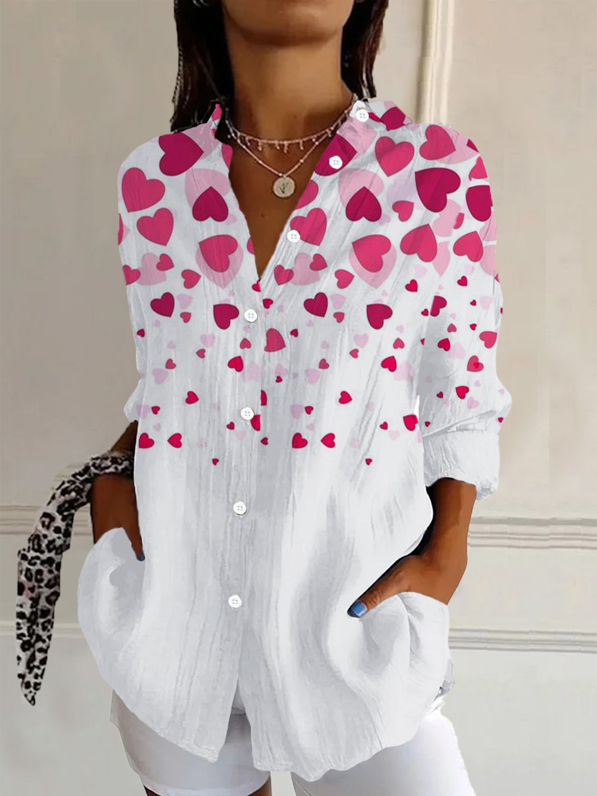 Women's Valentine's Day Love Casual Long Sleeve Shirt