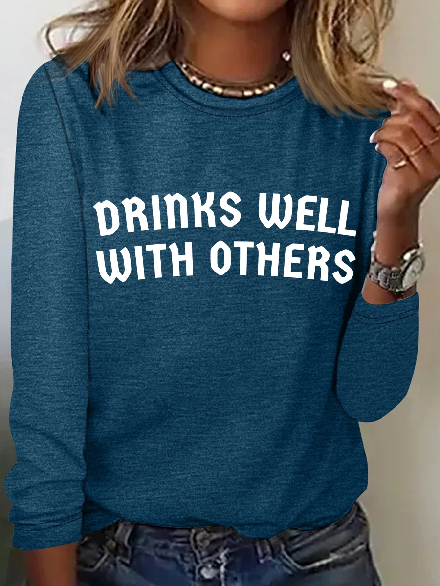 Drinks Well With Others - St. Patrick's Day Drinkers Casual Long Sleeve Shirt