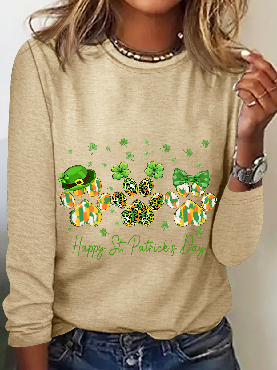 Dog St Patricks Day Casual Long Sleeve Shirt