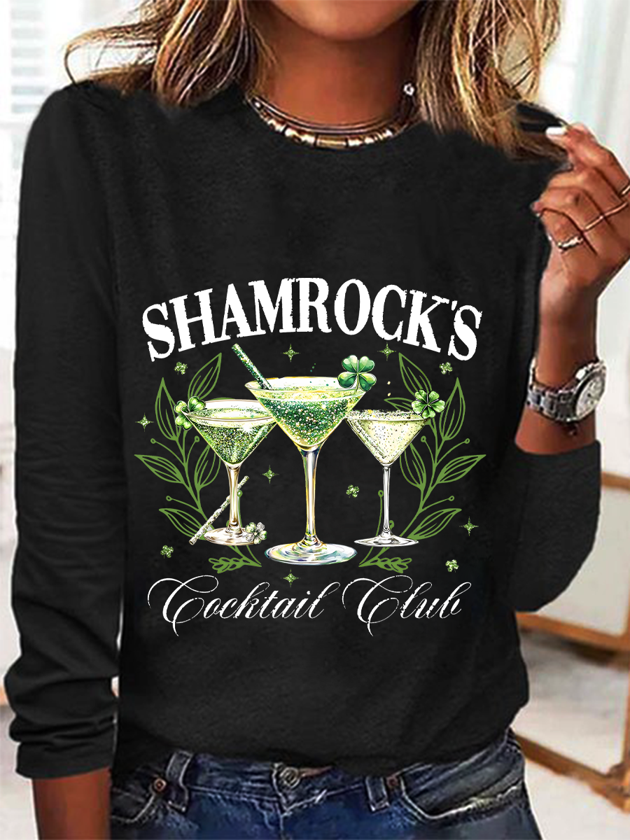 Shamrock's Coctail Club St. Patrick’S Day Casual Long Sleeve Shirt