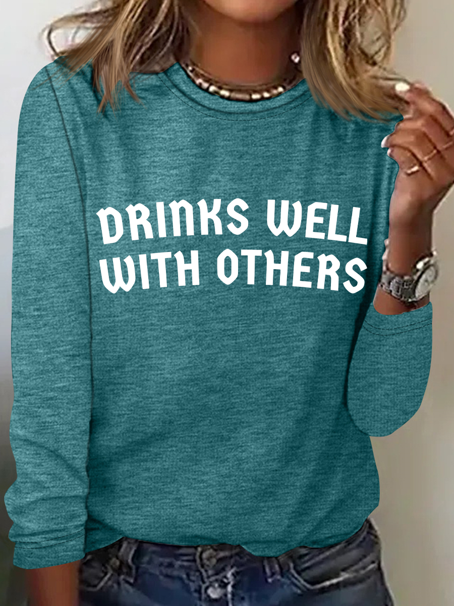 Drinks Well With Others - St. Patrick's Day Drinkers Casual Long Sleeve Shirt