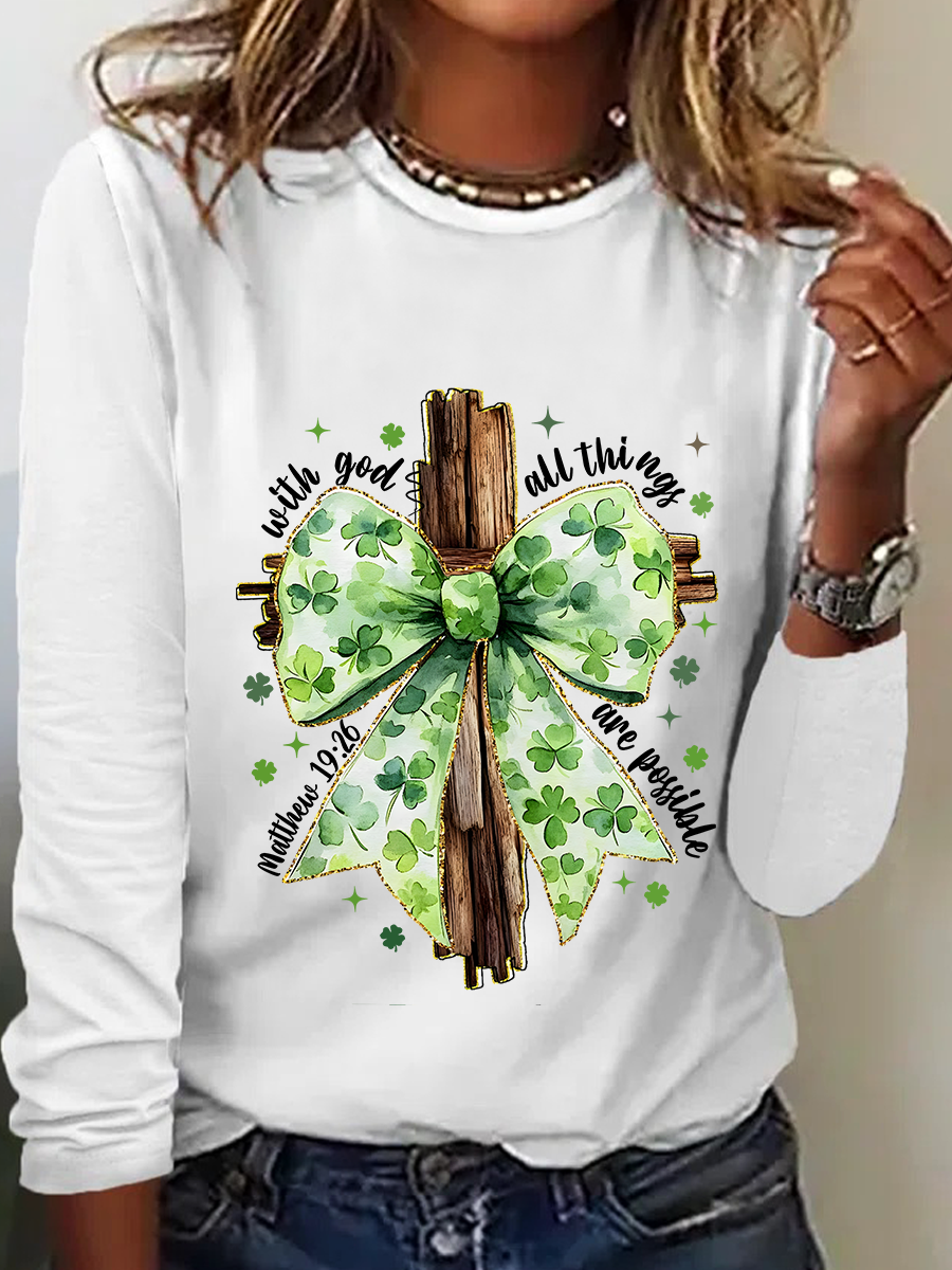 St. Patrick's Day God Christian Casual Long Sleeve Shirt