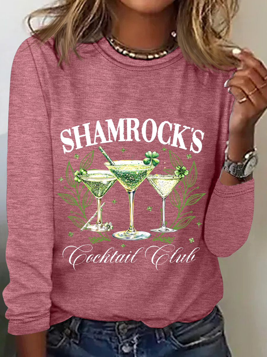 Shamrock's Coctail Club St. Patrick’S Day Casual Long Sleeve Shirt