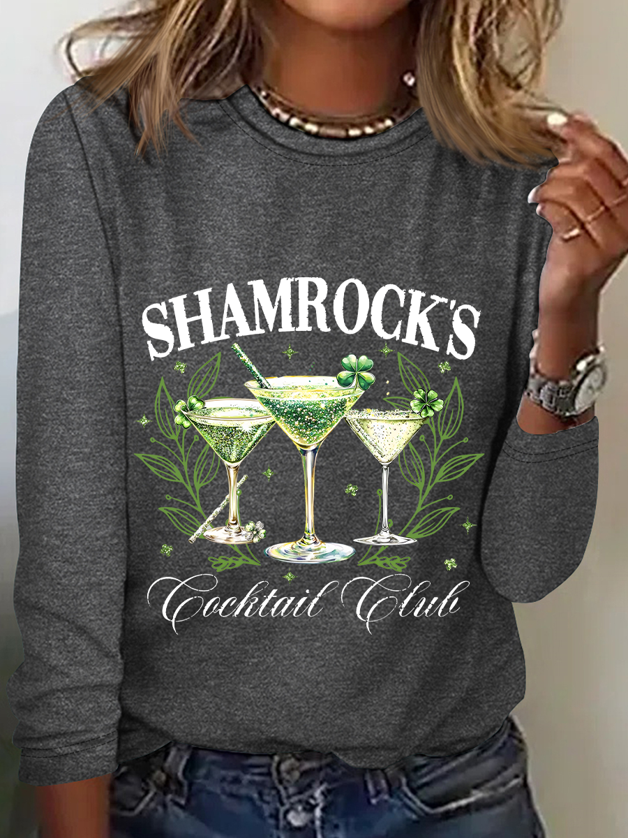 Shamrock's Coctail Club St. Patrick’S Day Casual Long Sleeve Shirt