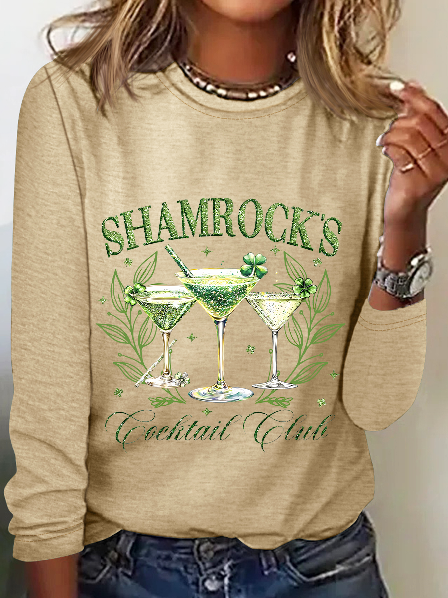 Shamrock's Coctail Club St. Patrick’S Day Casual Long Sleeve Shirt