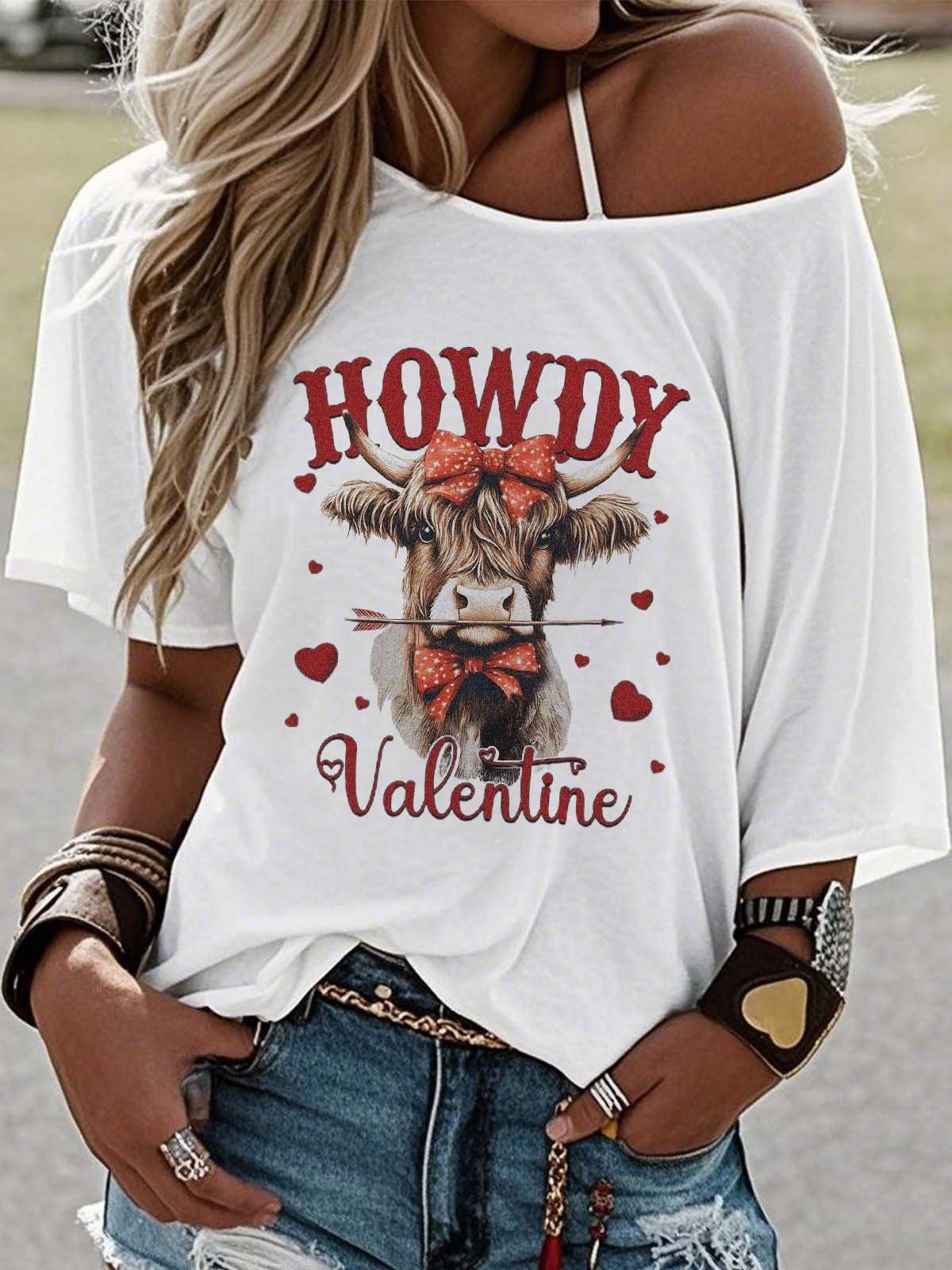 Western Style Round Neck Colored Cotton Short Sleeve T-Shirt