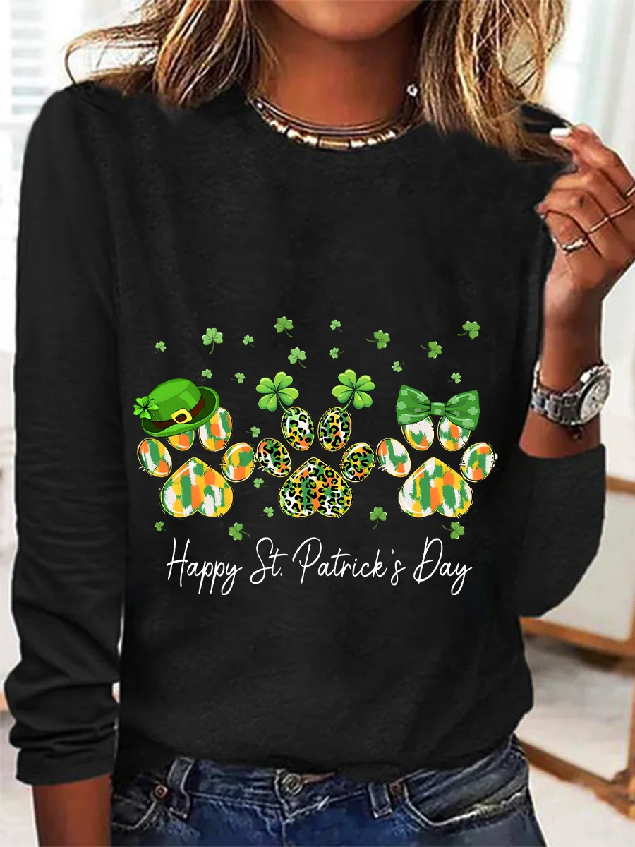 Dog St Patricks Day Casual Long Sleeve Shirt