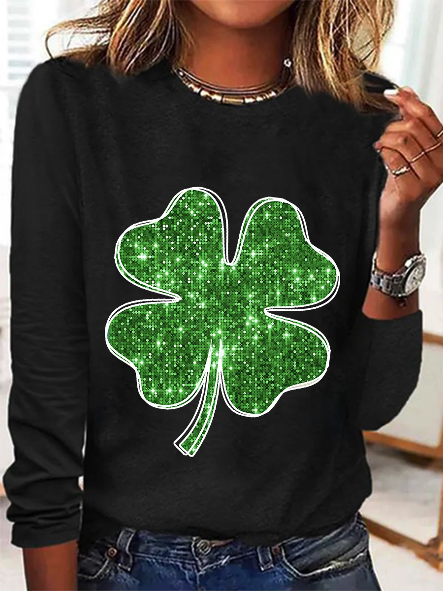 Green St.Patrick’S Day Casual Long Sleeve Shirt