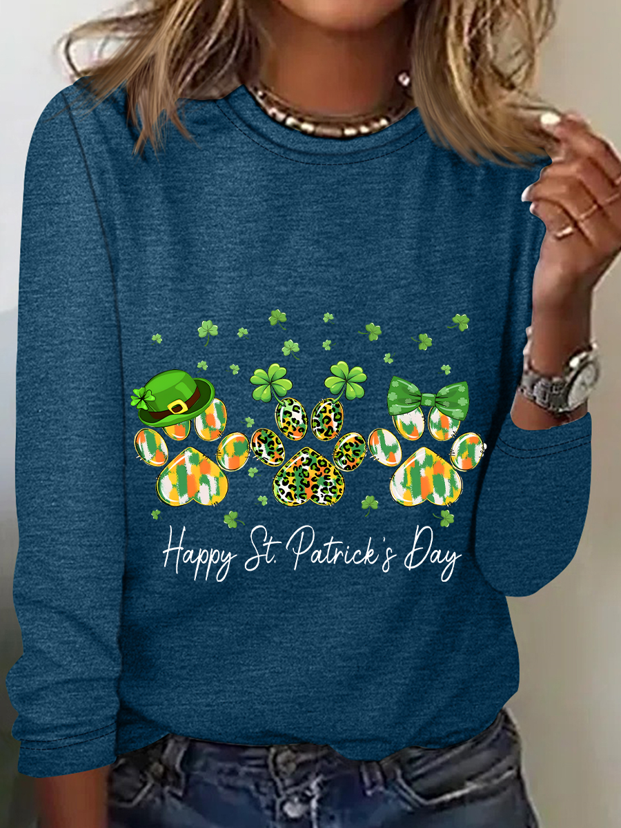 Dog St Patricks Day Casual Long Sleeve Shirt