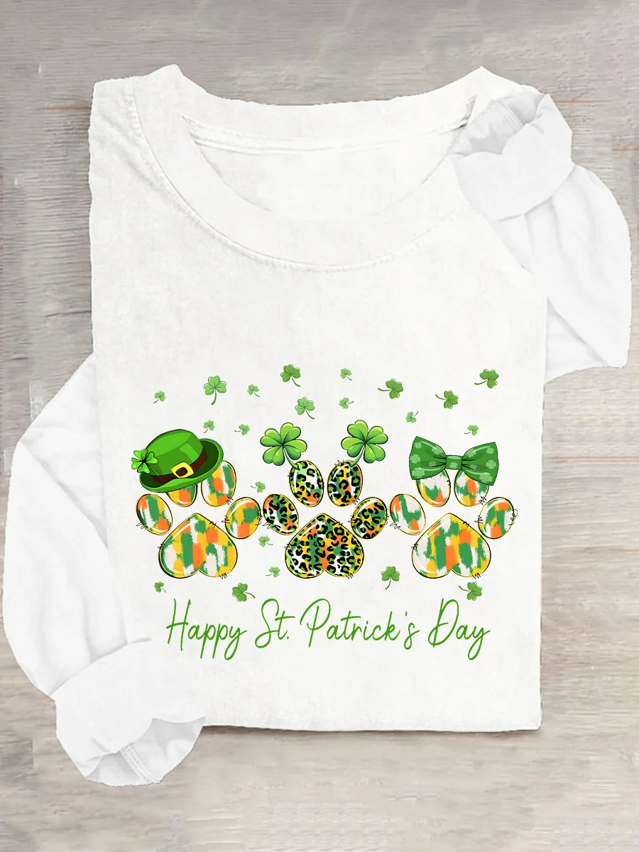 Dog St Patricks Day Casual Long Sleeve Shirt