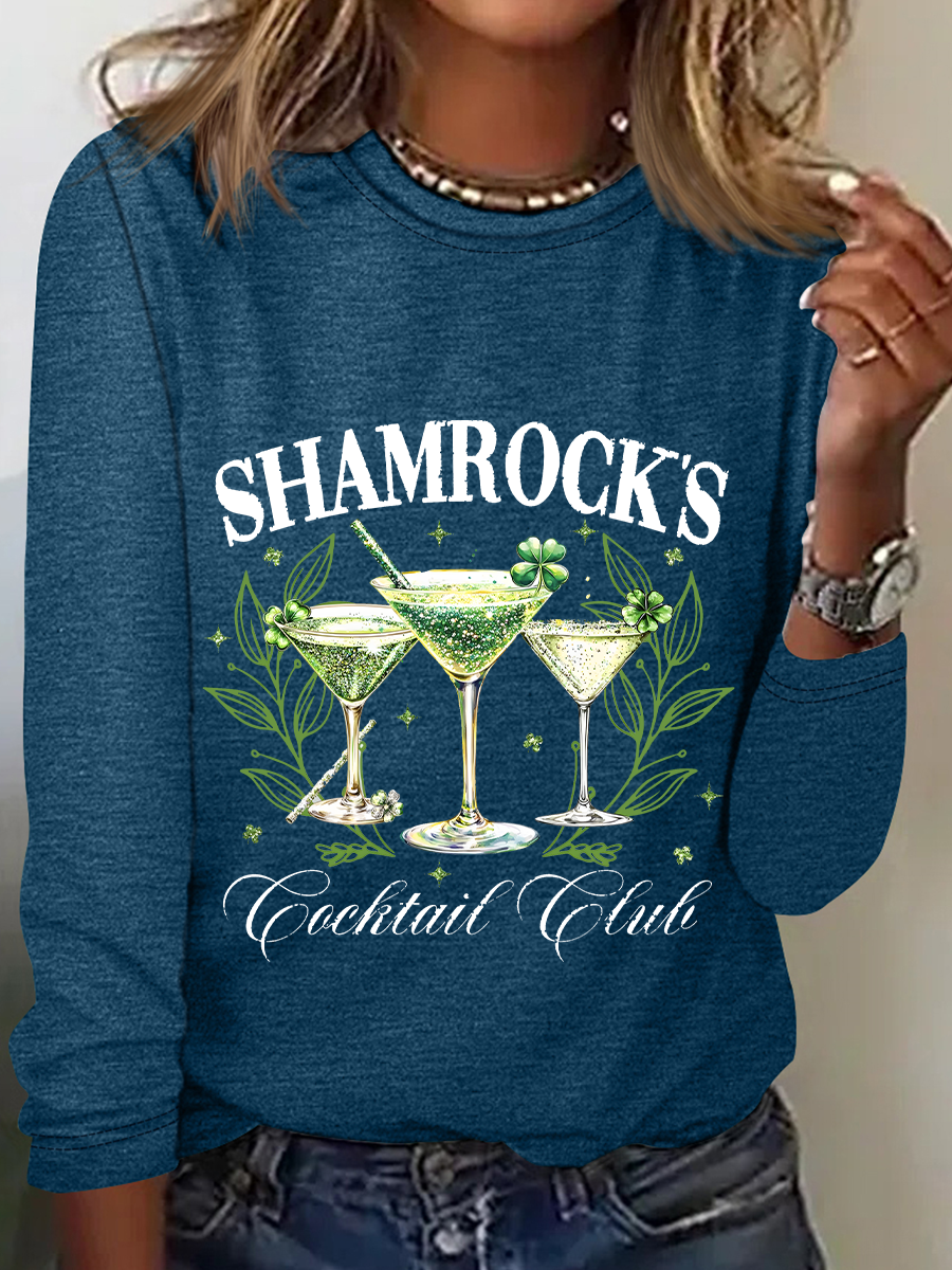 Shamrock's Coctail Club St. Patrick’S Day Casual Long Sleeve Shirt