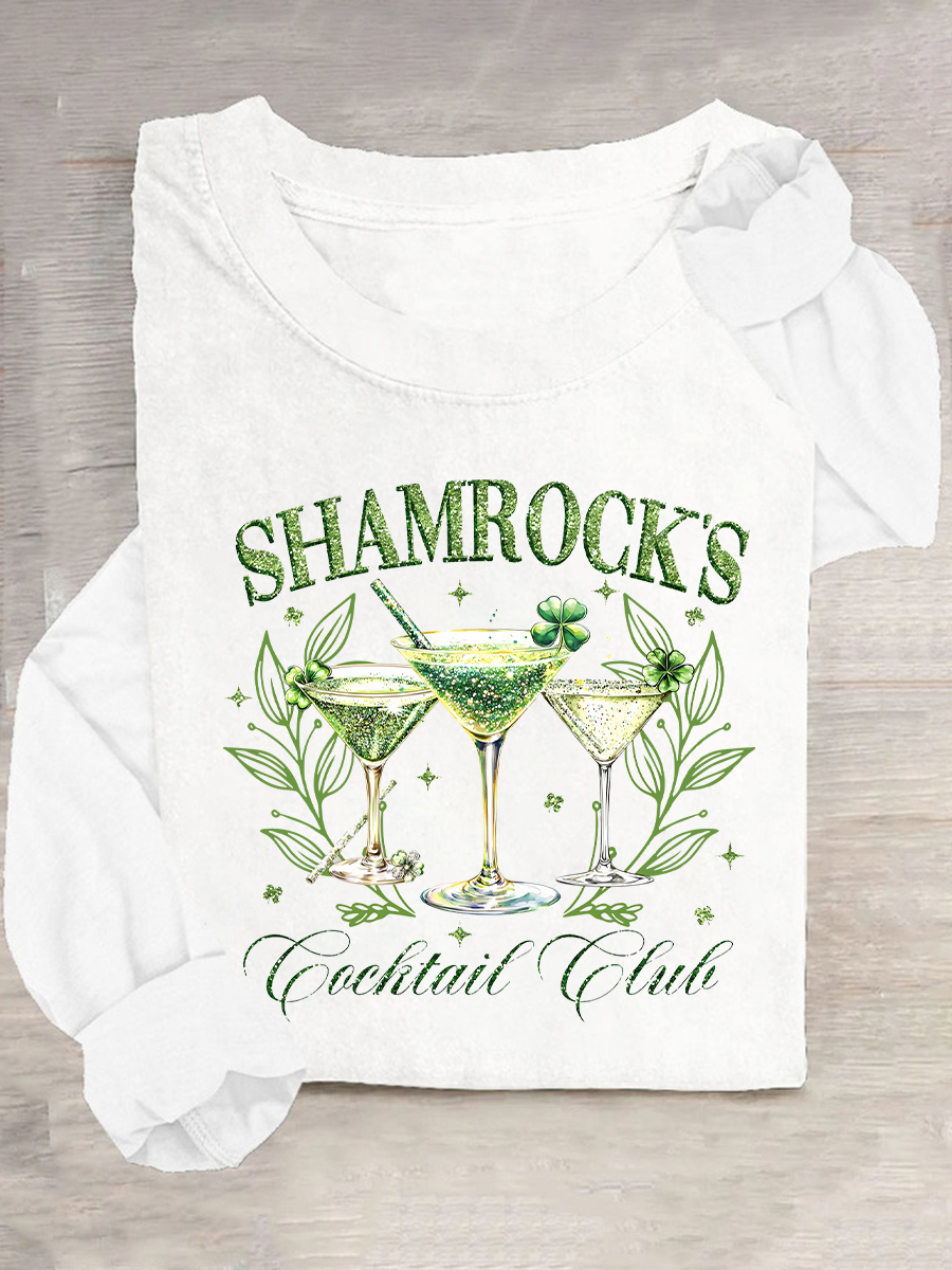 Shamrock's Coctail Club St. Patrick’S Day Casual Long Sleeve Shirt