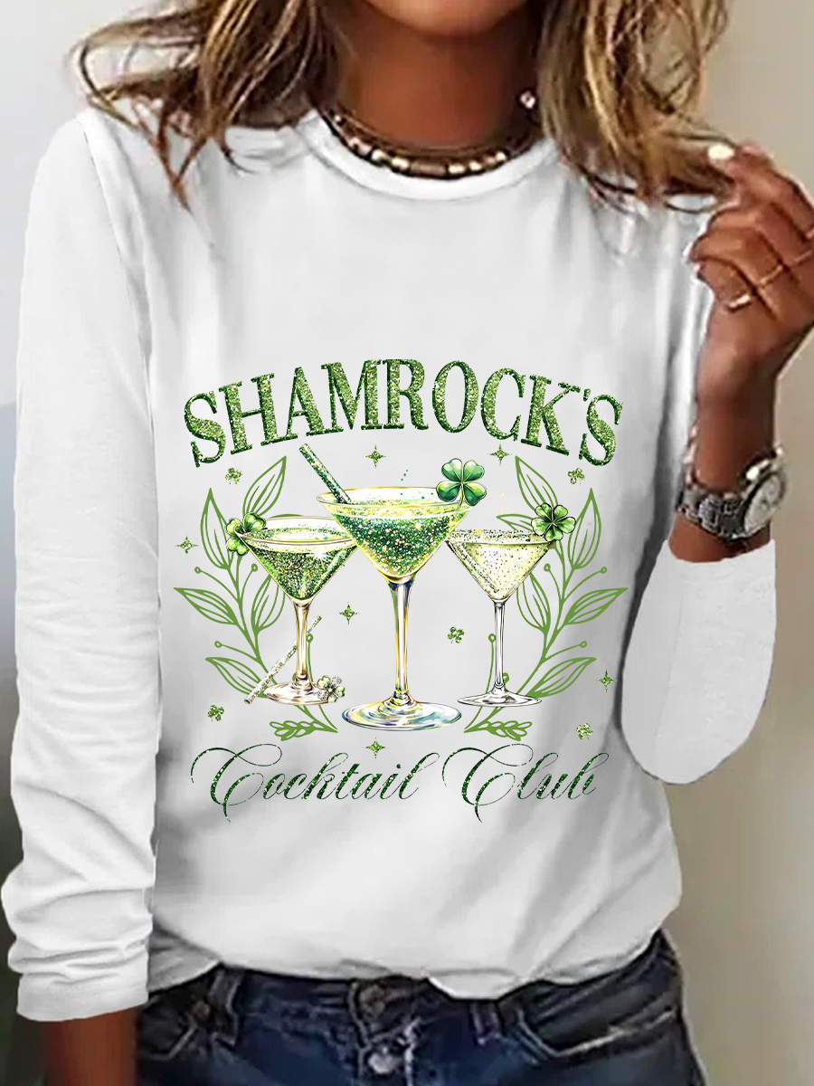 Shamrock's Coctail Club St. Patrick’S Day Casual Long Sleeve Shirt