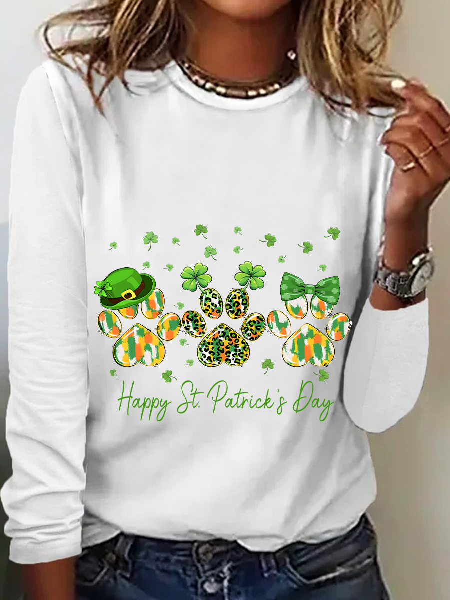 Dog St Patricks Day Casual Long Sleeve Shirt