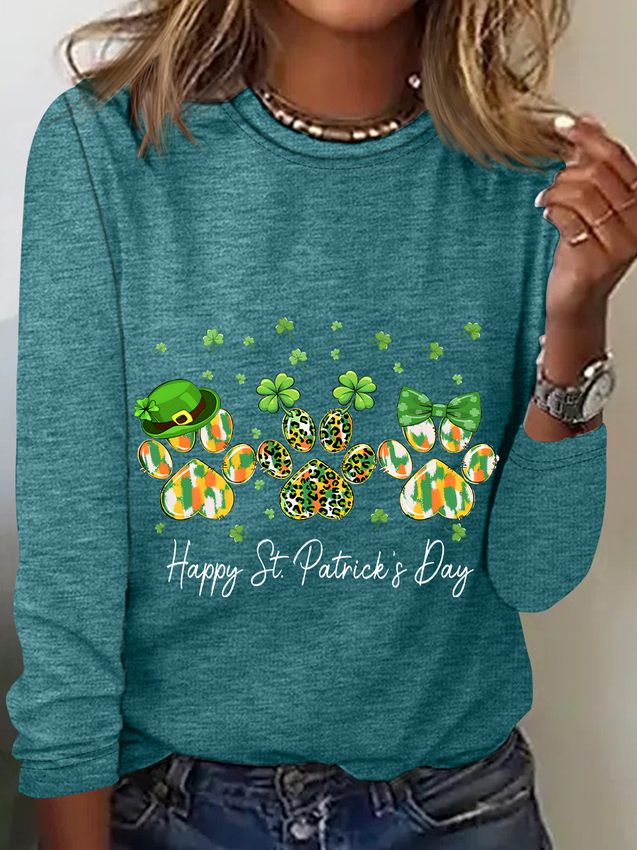 Dog St Patricks Day Casual Long Sleeve Shirt