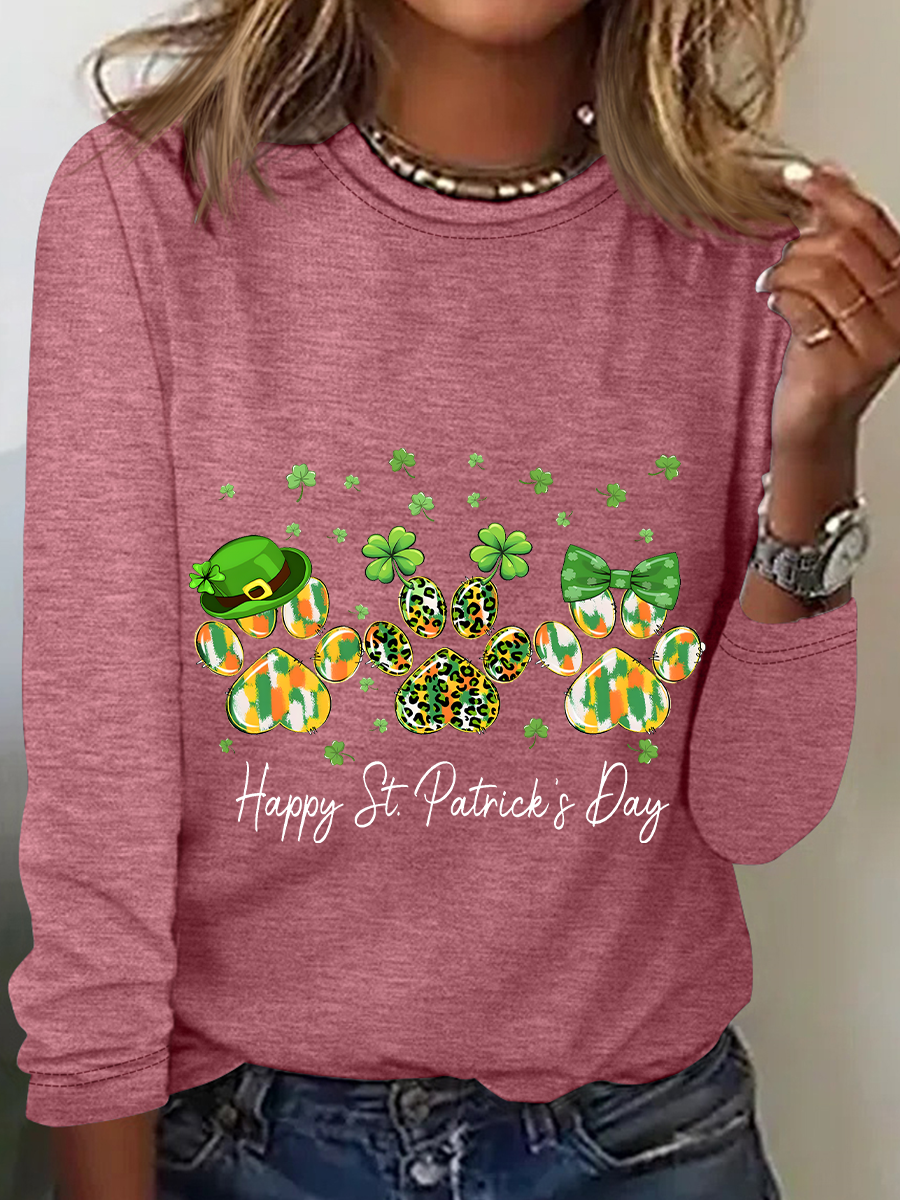 Dog St Patricks Day Casual Long Sleeve Shirt