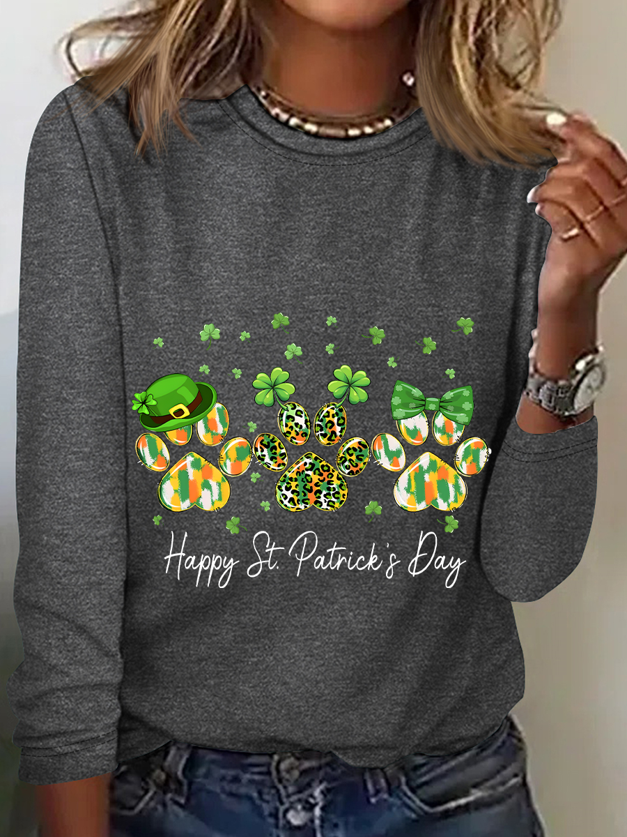 Dog St Patricks Day Casual Long Sleeve Shirt