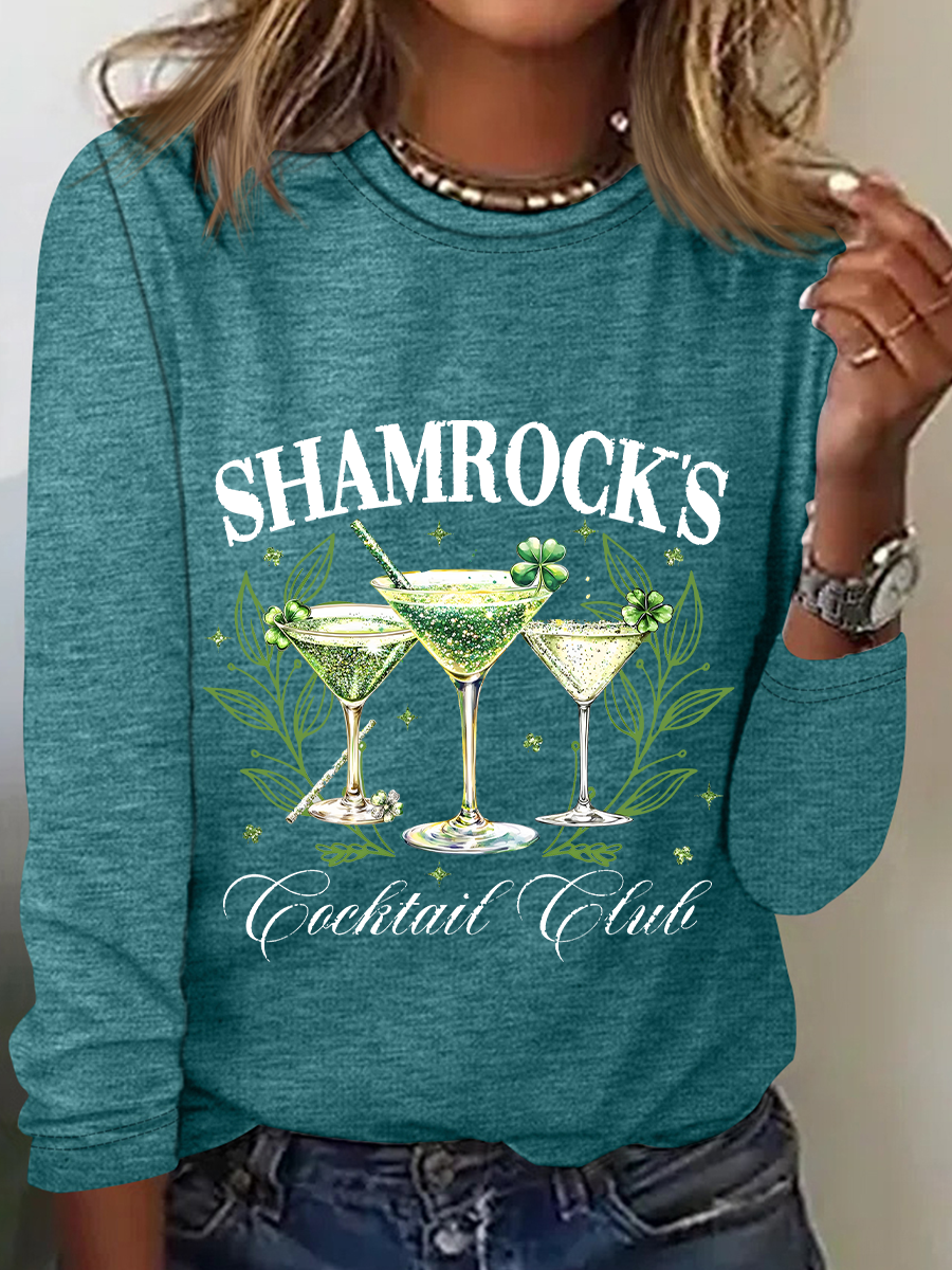 Shamrock's Coctail Club St. Patrick’S Day Casual Long Sleeve Shirt