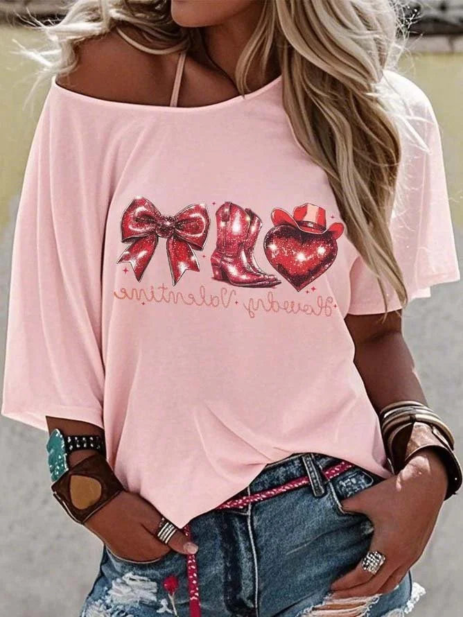 Western Style Round Neck Colored Cotton Short Sleeve T-Shirt