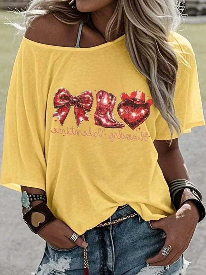 Western Style Round Neck Colored Cotton Short Sleeve T-Shirt