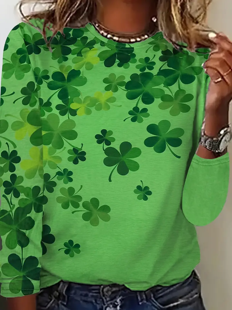 Women's St. Patrick's Day Casual Long Sleeve Crew Neck T-Shirt