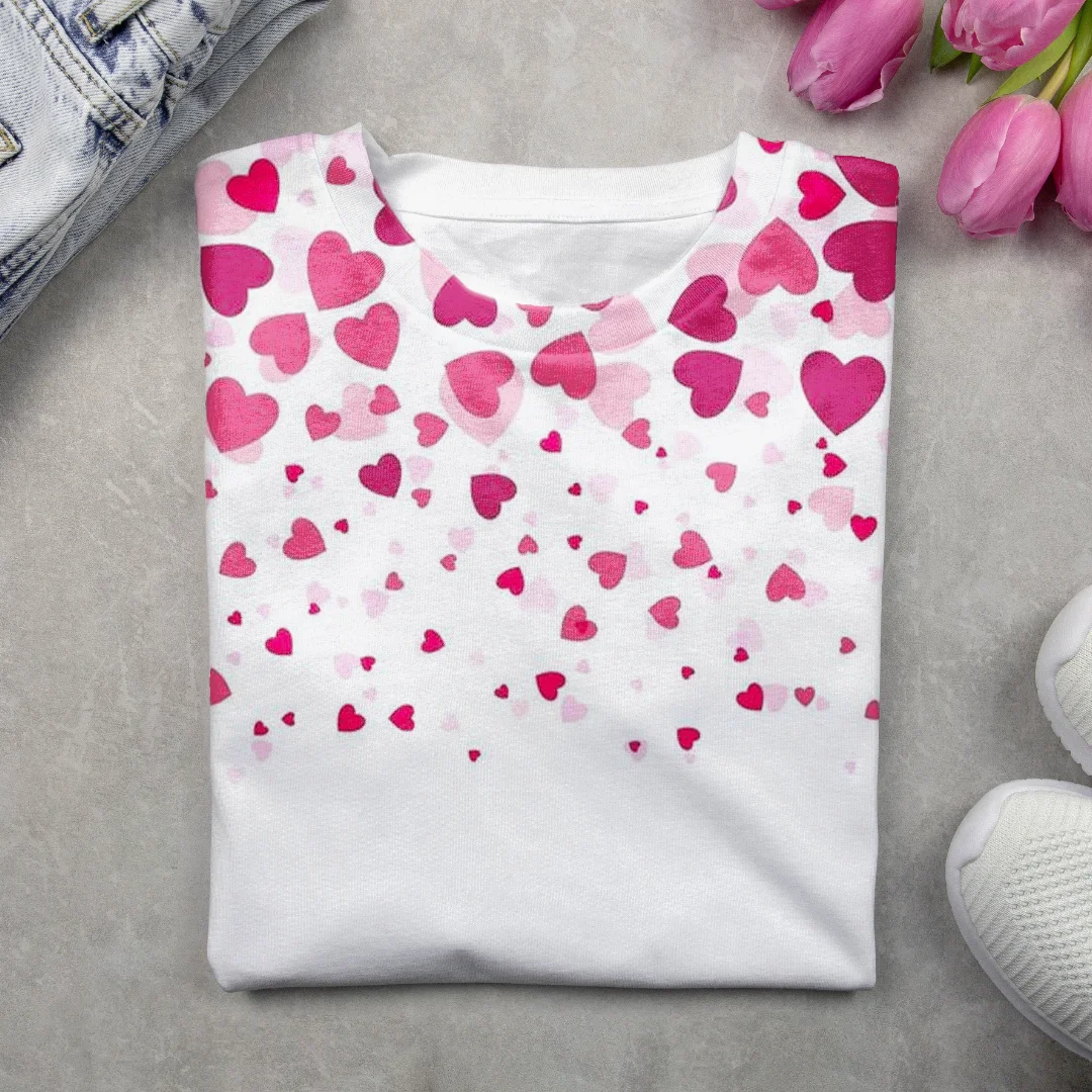 Women's Love Valentine's Day Printed Round Neck Long Sleeve T-Shirt