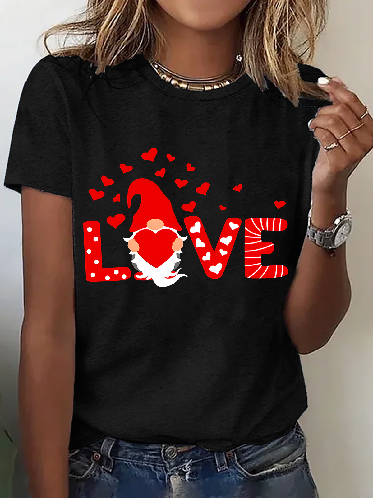 Valentine Love Gnomes Cotton T-Shirt