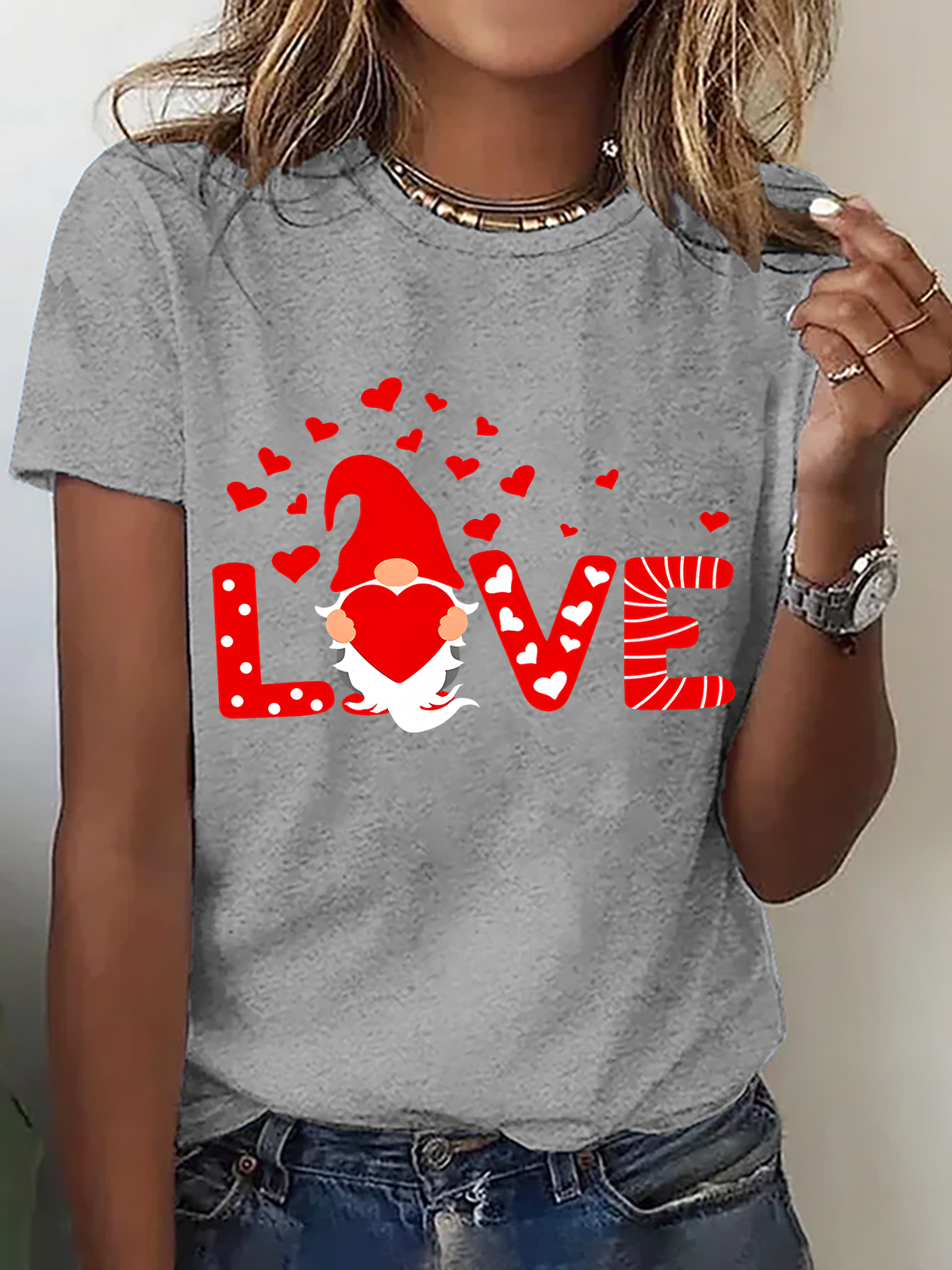 Valentine Love Gnomes Cotton T-Shirt