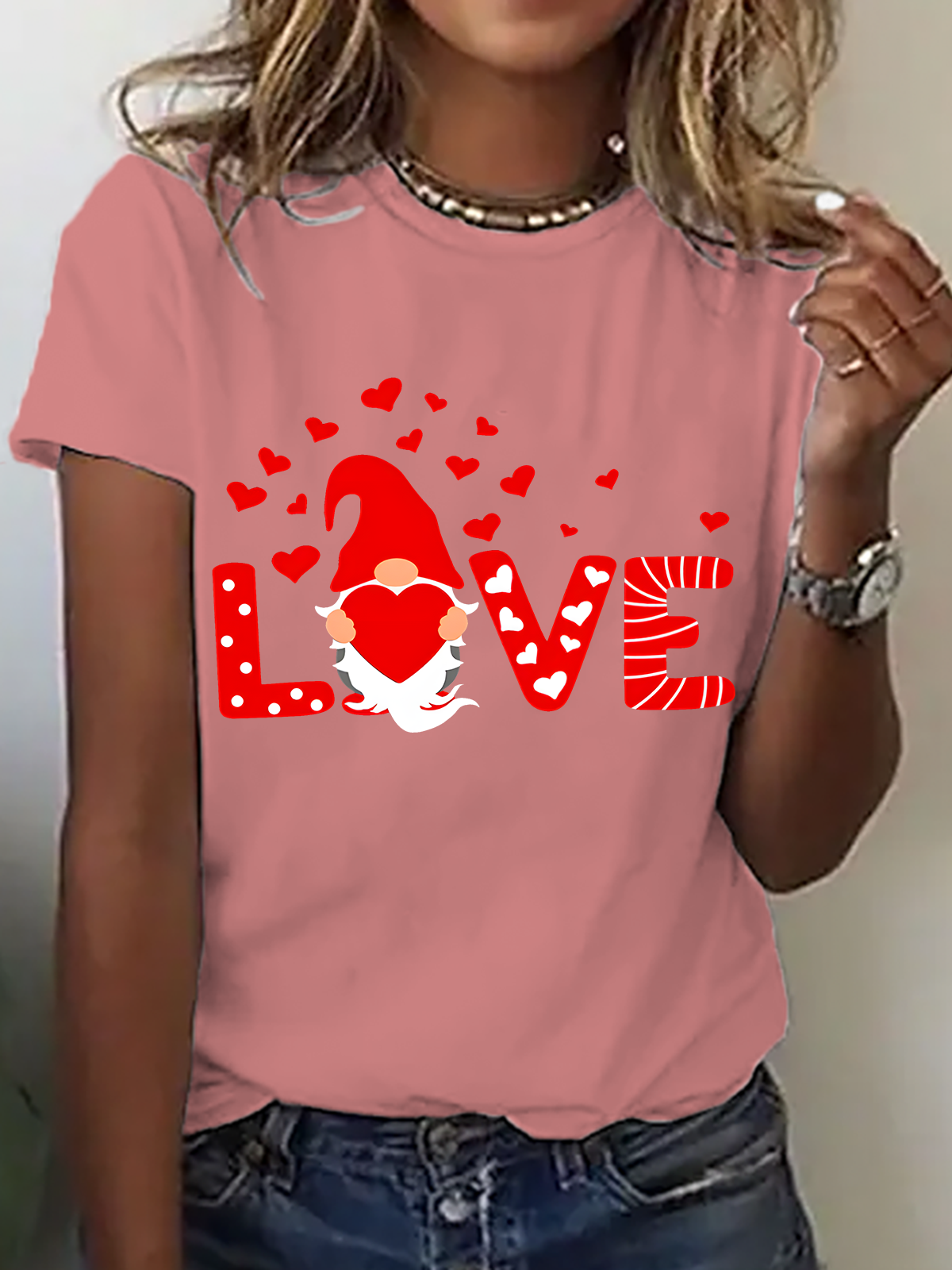 Valentine Love Gnomes Cotton T-Shirt