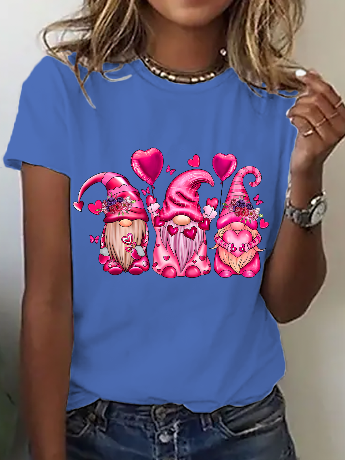 Cute Gnome Valentine Heart Cotton T-Shirt