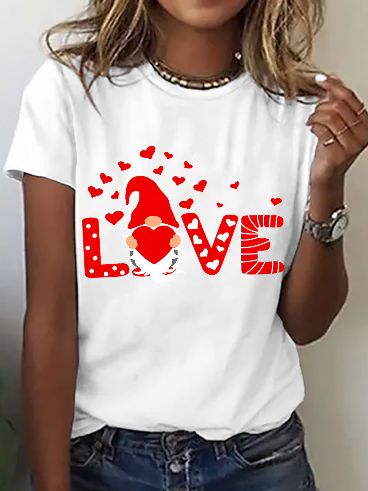 Valentine Love Gnomes Cotton T-Shirt