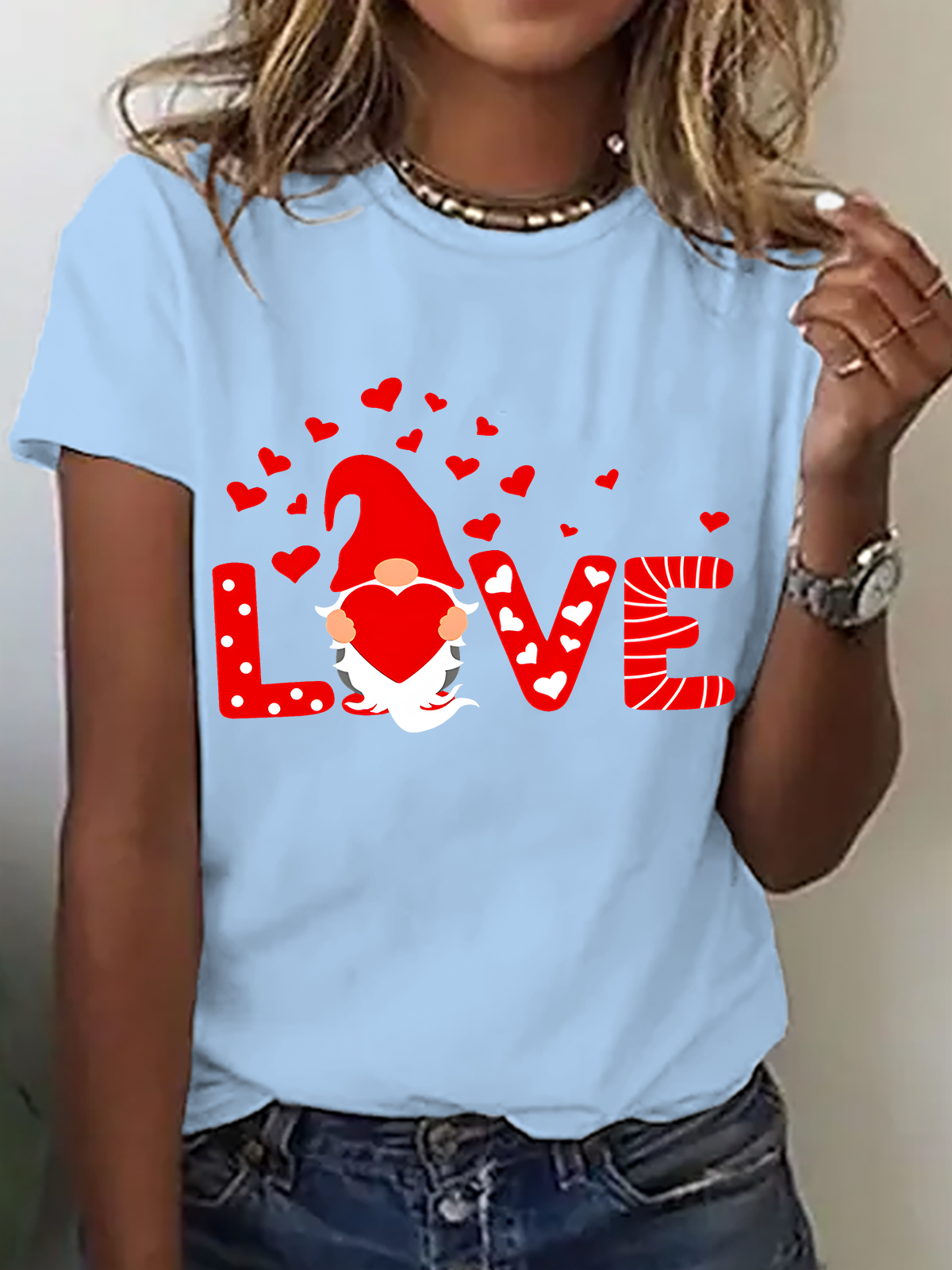 Valentine Love Gnomes Cotton T-Shirt