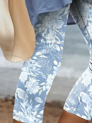 Women's Floral Spring Print Casual Leggings