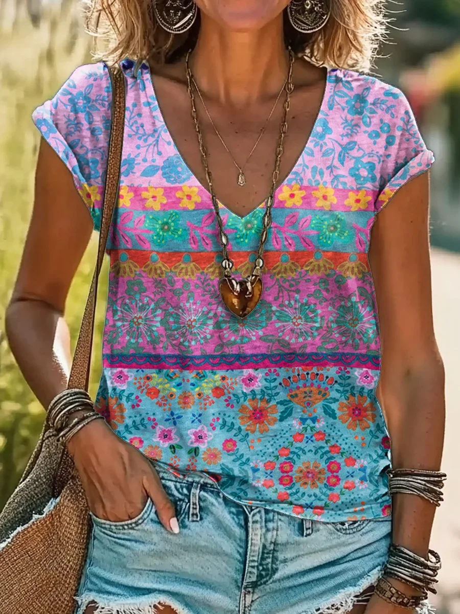 Women's Floral Print Casual Spring T-Shirt