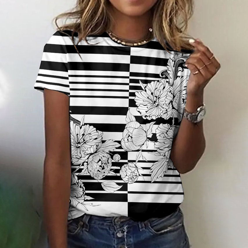 Cotton Painting Regular Fit Casual T-Shirt