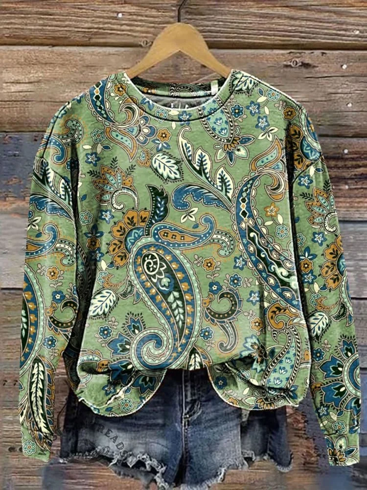 Women's Floral Spring Print Casual Long Sleeve Sweatshirt