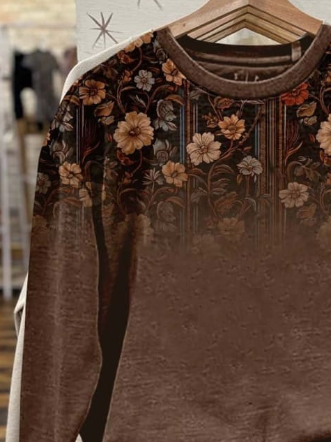 Women's Floral Spring Print Casual Long Sleeve Sweatshirt