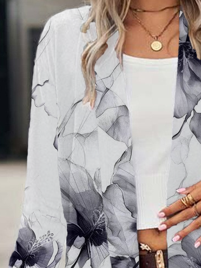 Women's Floral Print Casual Long Sleeve Cardigan