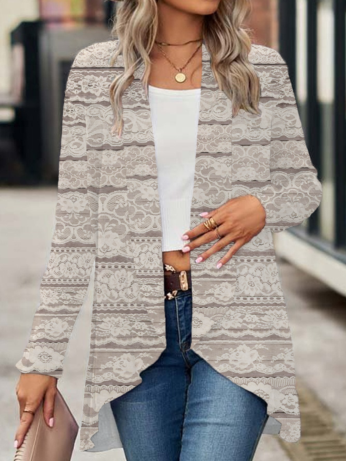 Women's Floral Print Casual Long Sleeve Cardigan