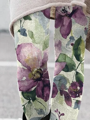 Women's Floral Spring Print Casual Leggings