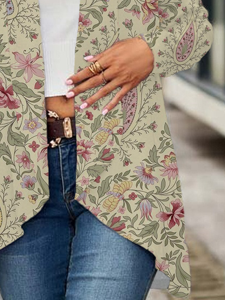 Women's Floral Print Casual Long Sleeve Cardigan