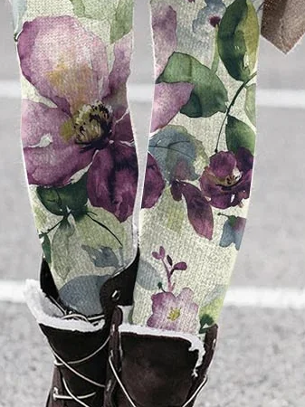 Women's Floral Spring Print Casual Leggings