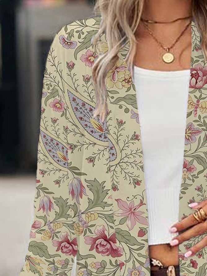 Women's Floral Print Casual Long Sleeve Cardigan