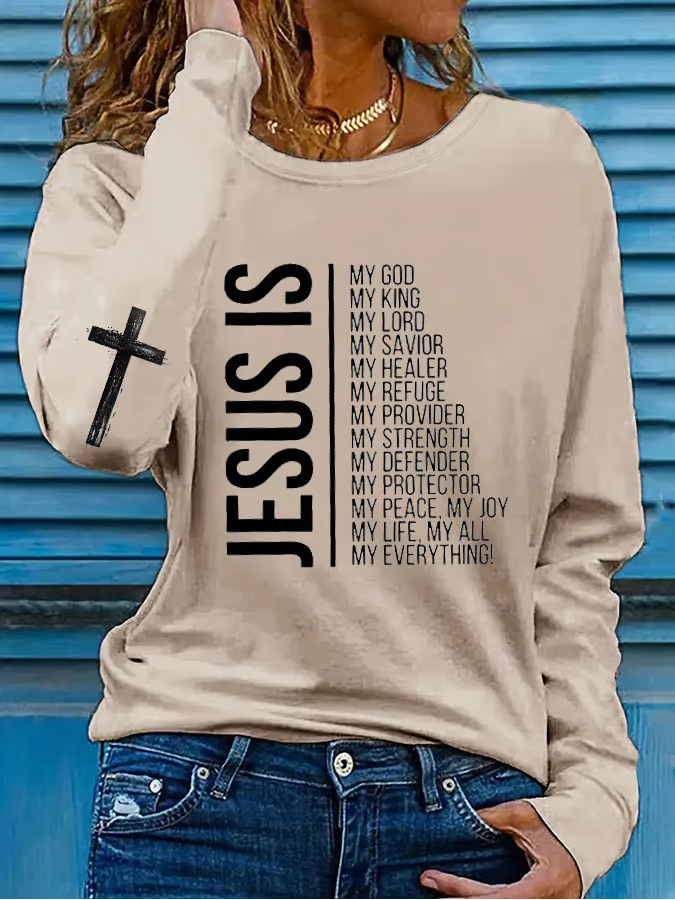 Women's Jesus Is My God My King My Lord My Savior... Print Casual T-Shirt