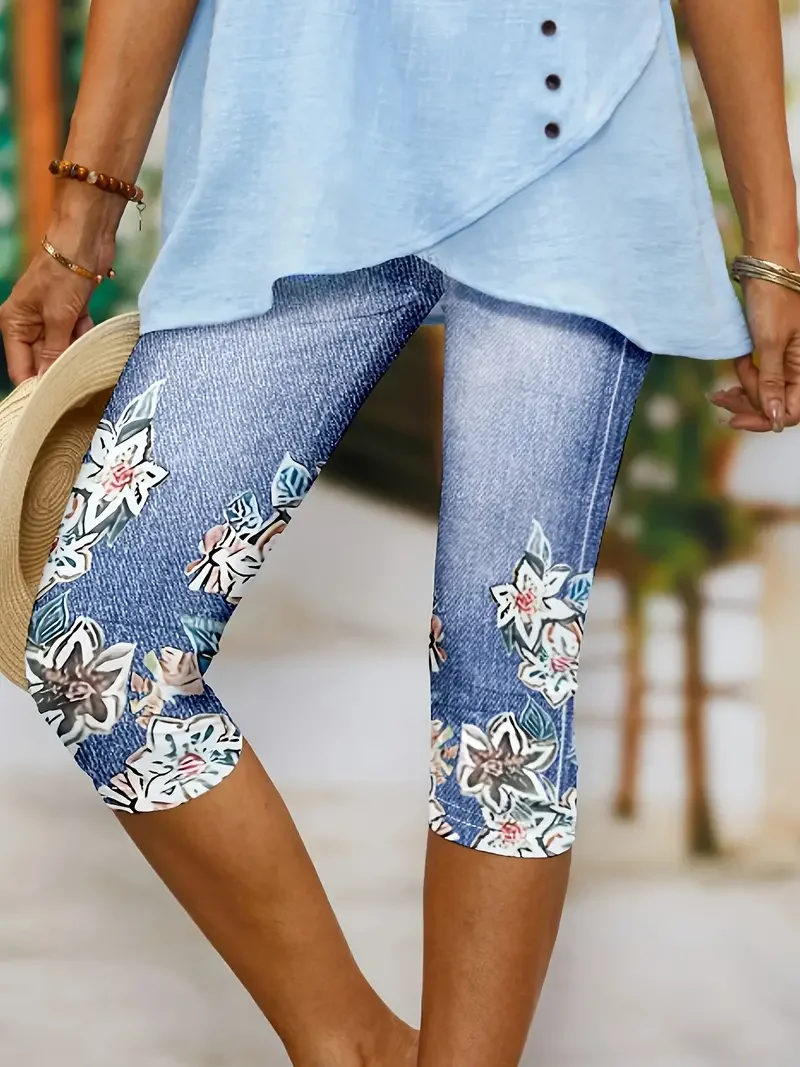 Women's Floral Spring Print Casual Leggings